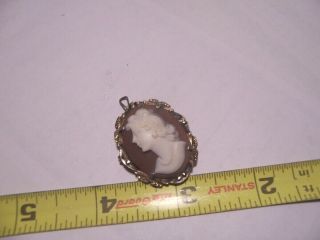 Vintage Sterling Silver And Marcasite Shell Cameo Pin Pendant Pretty
