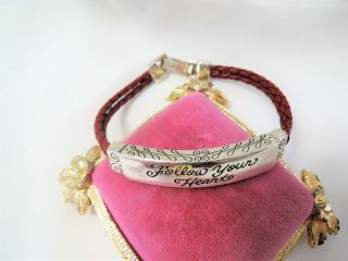 Vintage Brighton Red Leather Braided " Follow Your Heart " Bracelet Friendship