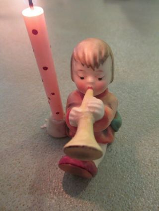 Vintage Hummel Figurine (west Germany) Angel With Trumpet,  Candleholder