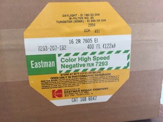 Kodak 7293 16mm Film 400ft Color Negative Daylight 160 Tungsten 250 Expired