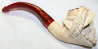 Vintage Carved Cavalier Meerschaum Estate Pipe in Fitted Case - EX 3