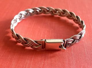 Lovely Vintage Mexico Taxco 925 Sterling Silver Twisted Braid Bangle Bracelet