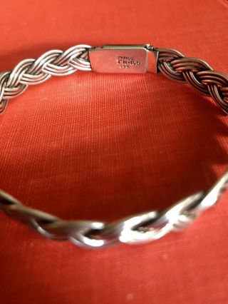 Lovely Vintage Mexico Taxco 925 Sterling Silver Twisted Braid Bangle Bracelet 2