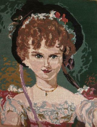 Vintage Completed Cotton Needlepoint Miss Murray - Sir Thomas Lawrence 18 " X14 "