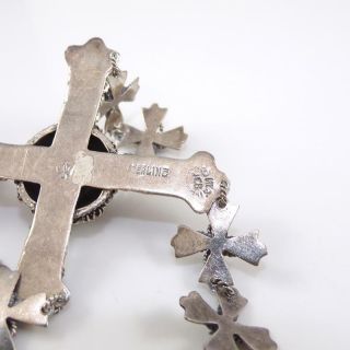 Vintage Sterling Silver Taxco Black Onyx Cross Religious Dangle Pendant LFA3 3