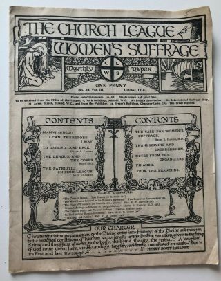 Rare 1914 Suffragist Newspaper The Church League For Women 