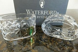 Vintage Ireland Made Waterford Crystal Alana Boxed Set Of 2 Oval Napkin Rings
