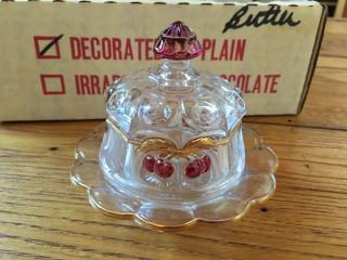 Vintage Mosser Glass Old Northwood Cherry And Cable Pattern Mini Butter Dish