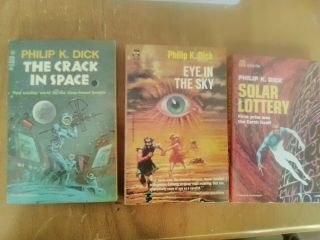 Vintage Philip K.  Dick The Crack In Space 1966 Eye In The Sky 1957 Solar Lottery