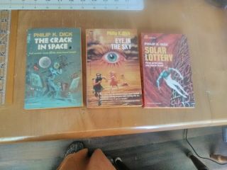 VINTAGE Philip K.  Dick the Crack in space 1966 Eye in the Sky 1957 Solar Lottery 2