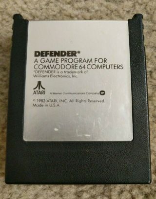 Defender Game Cartridge For Commodore 64/128 Computers - Vintage (c) 1983 Atari