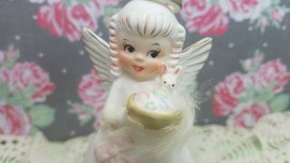 Vintage Napco April Birthday Angel Figurine With Fur Box B70
