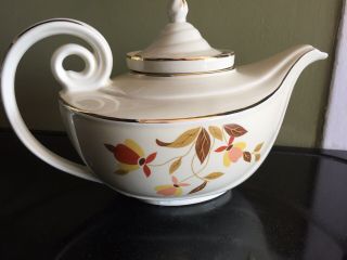 Vintage Hall China Autumn Leaf Aladdin Teapot With Infuser Gold Trim Ex Cond