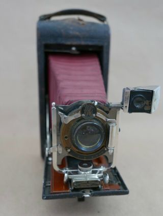 1910 Kodak 3 - A B4 Folding Pocket Camera,  Red Bellows,  Kodak Shutter,  B & Lomb 3