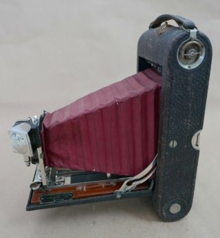 1910 Kodak 3 - A B4 Folding Pocket Camera,  Red Bellows,  Kodak Shutter,  B & Lomb 4