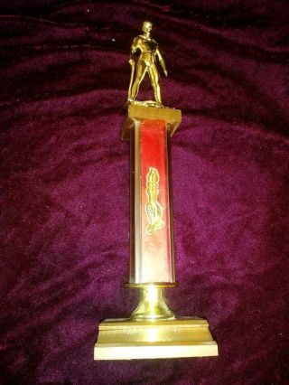 Vintage Brass Wood Scuba Fishing Trophy