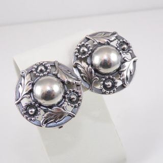 Vintage Sterling Silver E Dragsted Denmark Flower Floral Clip On Earrings Ldj6
