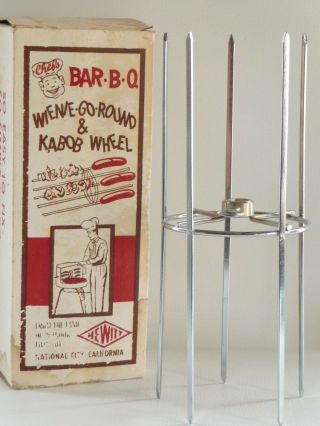 Vintage Chefs Bar - B - Q Wienie Go Round & Kabob Wheel Grill Rotisserie Accessory