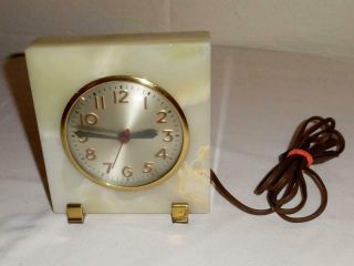 Vintage Sessions Usa Marble Brass Electric Desk Shelf Clock - Patents -