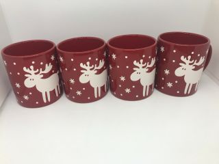 Vintage Waechtersbach Germany Holiday Red Moose & Snowflakes Coffee/tea Mug/cup