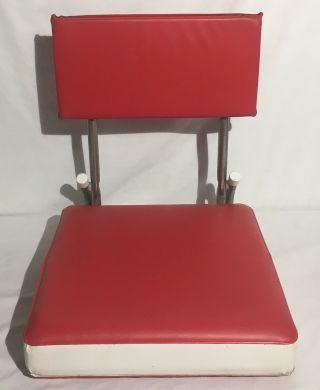 Vintage Red & White Boat Seat Missing Front Hardware Mcm Mid Century Modern