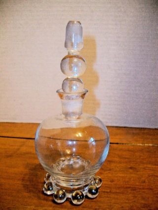 Vintage Candlewick Perfume Bottle W/beaded Foot And Stopper Imperial Glass Euc