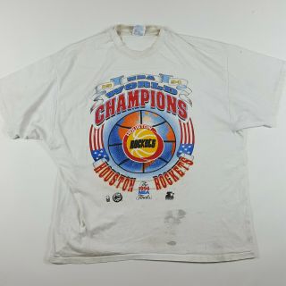 Vintage 1994 Houston Rockets Nba Finals Champions Usa Made T Shirt Size Xxl