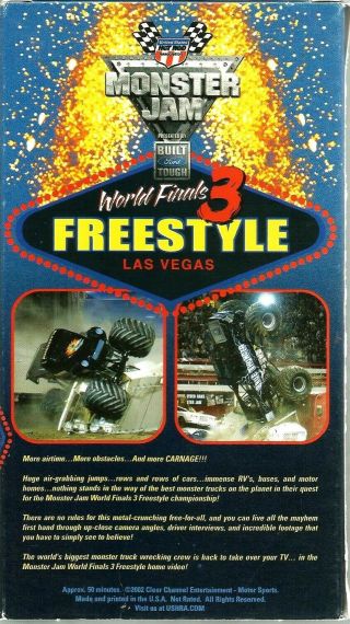 Monster Jam World Finals 3 Freestyle Las Vegas VHS 2002 Grave Digger Ford VTG 2
