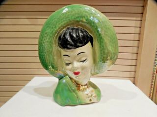 Vintage Art Deco Royal Copley Head Vase/wall Pocket Asian Women