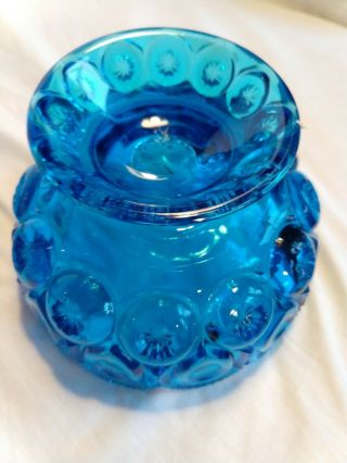 Vintage L.  E.  Smith Moon And Stars Colonial Blue Candy Dish With Lid 3