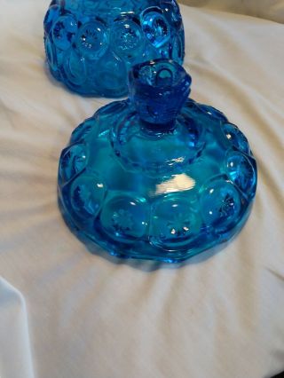Vintage L.  E.  Smith Moon And Stars Colonial Blue Candy Dish With Lid 4