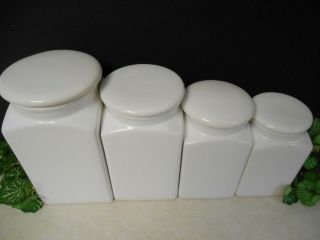Vintage White Farmhouse Style 4 Pc Kitchen Canister Set Made In Portugal