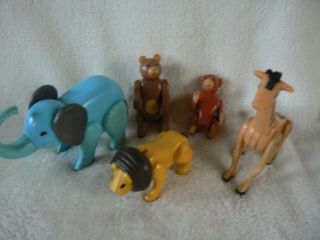 Vintage Fisher Price Circus Train Animals,  Bear,  Giraffe,  Monkey,  Elephant,  Lion