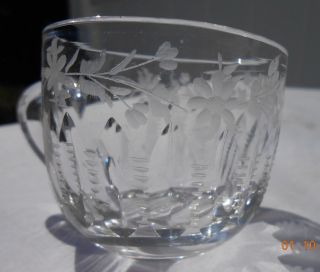 Vintage 5 Clear Glass Demitasse/expresso Cups With Etched Design
