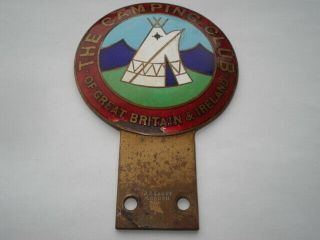 C1950s Vintage The Camping Club Of G.  B.  & Ireland J.  R.  Gaunt Enamel Car Badge