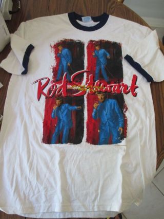 Vintage Rod Stewart All Rod All Night 1998 Tour Ringer T - Shirt Sz L Unworn