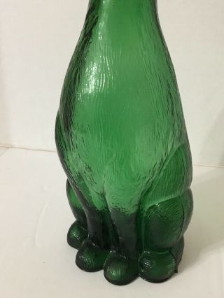 DABS Vintage CAT Emerald Green Glass Decanter Bottle w Stopper Made in Italy LG 7