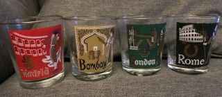 Vintage Libbey Cities Of The World Highball Tumbler Glasses - Set Of 4