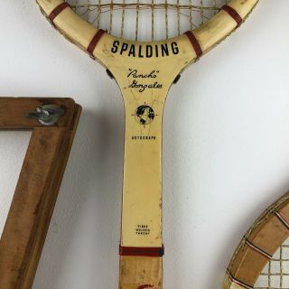 VINTAGE Wood Spalding Pancho Gonzales Autograph Dunlop Expert Tennis Racket PAIR 3