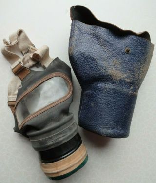 Vintage Wartime Gas Mask & Leather Carrying Case (1940)