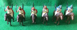 Vintage Metal Toy Soldiers On Horse With Swords Made In Britain England