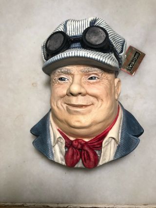 Vintage Bossons Head Wall Plaque,  “engineer” Made In England.  With Tag