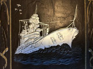 Vintage World War 2 Navy Military Themed Scrapbook with Battleship (Empty) 7