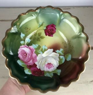 Royal Vienna Porcelain Bowl Painted Roses Peinture Alamain VTG Signed Bourgois 2