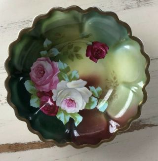 Royal Vienna Porcelain Bowl Painted Roses Peinture Alamain VTG Signed Bourgois 4
