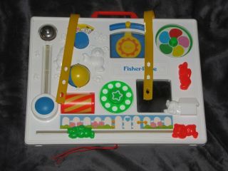 Vintage Fisher Price Baby Crib Toy Soother Activity Center Busy Box 1135