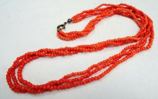 Gorgeous vintage 3 row real coral bead necklace 3