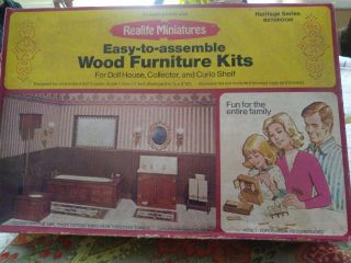 Easy To Assemble Wood Furniture Kit Vintage.  Dollhouse Bathroom