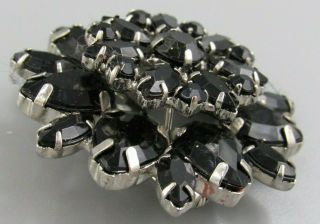HIGH END Vintage Jewelry Stacked Jet Black Flower BROOCH PIN Rhinestone O 3