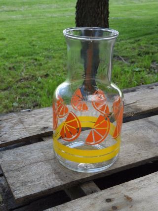 Libbey Carafe Pitcher,  Vintage Juice Pitcher Yellow Glass Jar,  Tea Lemonade